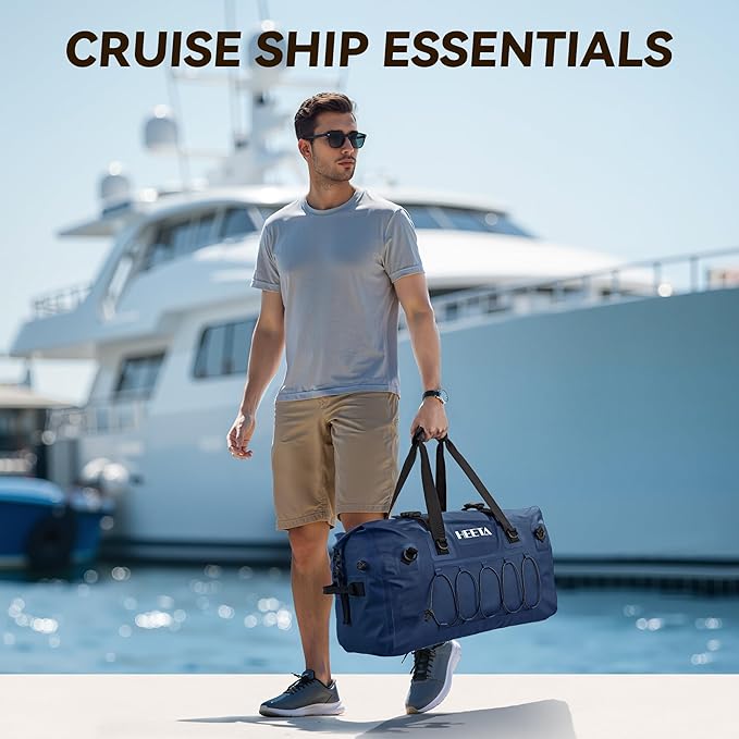 HEETA Waterproof Duffel Bag Motorcycle Dry Bag Backpack 60L/80L Extra Large Rolltop Travel Duffle Bags with Straps &amp Handles for Kayaking Rafting Boating Canoeing Camping Gym Beach Cruise Ship