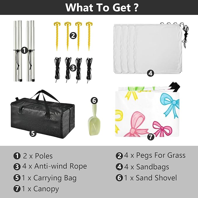 xigua Bow Tie Beach Tent Sun Shelter with Carrying Bag - Silver Coated Oxford Fabric Beach Canopy for Beach Camping Fishing - Includes Windproof Ropes Sandbags &amp Stakes