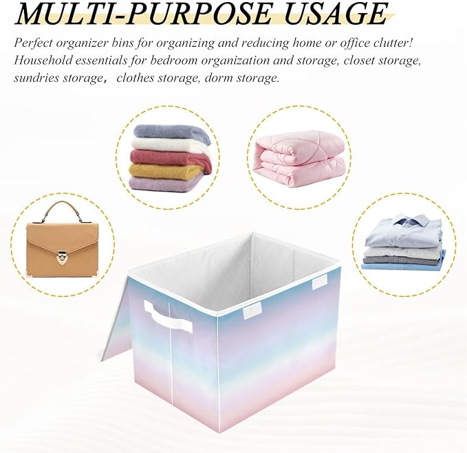 Gradients Storage Bins with Lids Foldable Box Organizer Cube Storage Bin for School Supply Home Decor
