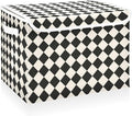 CaTaKu Large Fabric Storage Bins With LidsBlack and White Checkered Storage Boxes With Handles for Organizing Clothes Collapsible Storage Cube Bins Baskets for Shelves