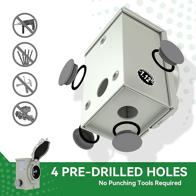 50 Amp Generator Cord 25FT and Power Inlet Box Combo Kit - Pre-Drilled Waterproof NEMA 14-50P to SS2-50R ETL Listed
