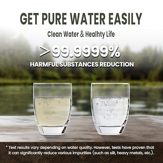 Portable 3-Stage Water Purifier Survival Pump with 0.01 Micron Ultrafiltration Membrane Water Purification SystemSuitable for HikingCampingEmergency Survival Water and Outdoor Activities