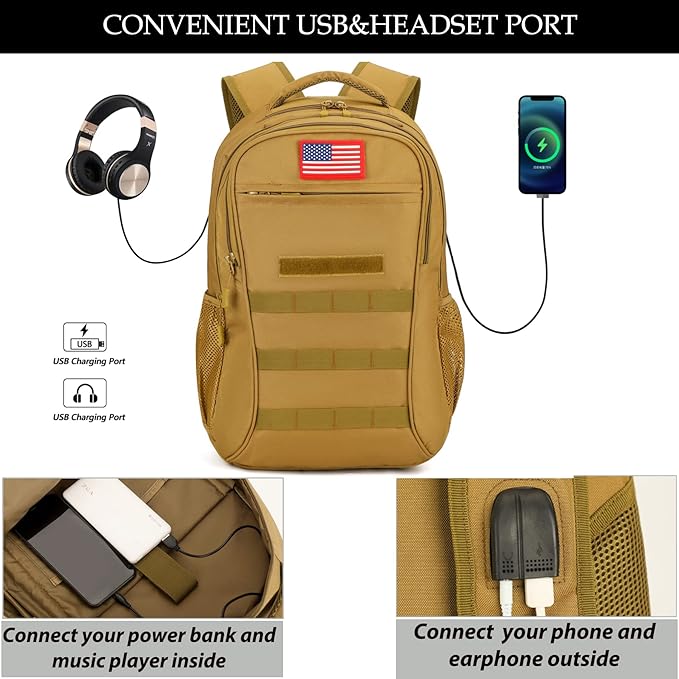 Camo BackpackBoys Backpack for Scool Military40L Army Bookbag Waterproof for Middle Elementary