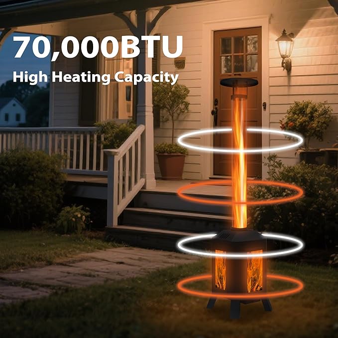 Wood Burning Patio Heater with Glass Viewing Window Glass Tube Fire Pits for Outside Wood Burning Outdoor Fire Pit for Backyard Patio