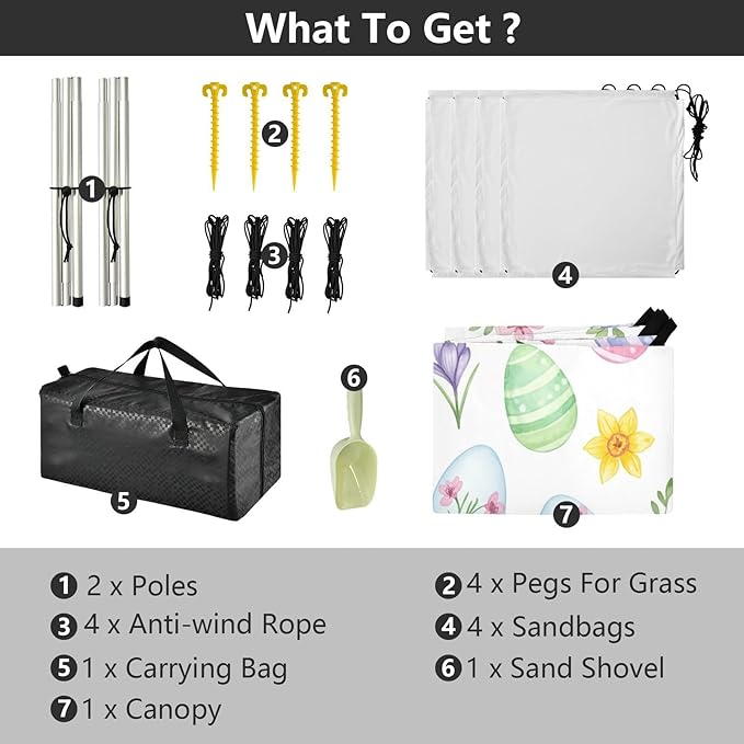 xigua Easter Egg Beach Tent Sun Shelter with Carrying Bag - Silver Coated Oxford Fabric Beach Canopy for Beach Camping Fishing - Includes Windproof Ropes Sandbags &amp Stakes