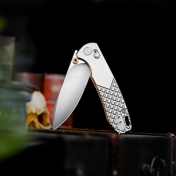 TRIVISA Pocket Knife 3'' M390 Blade Folding Knife for Men Women Titanium Handle Folding Pocket Knives with Clip Crossbar Lock Thumb Studs Opener EDC Knife for Camping Outdoor Hiking Dragonfly-O