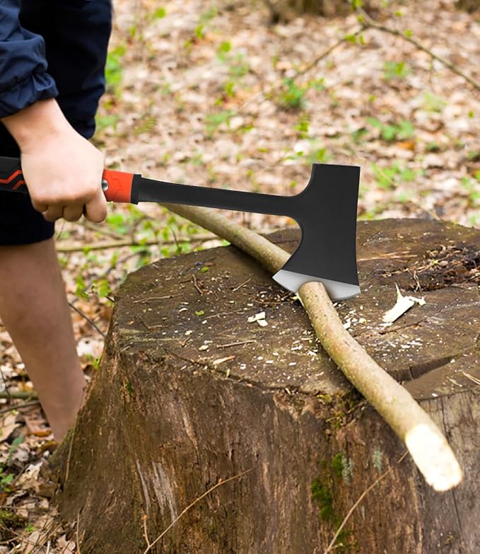 17 Hatchet Camping Axe High Carbon Steel &amp Non-Slip Shock-Absorbing Grip with Nylon Sheath