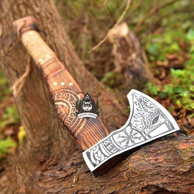 Hnadmade Two Handed Large Berserker Axe Norse Axe Scandinavian Viking Dane Ashwood Handle Functional Axe (FM-0008) ((FM-81))