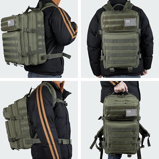 50L Tactical Backpack Training Gym Fitness Bag Outdoor Hiking Camping Army Molle Backpacks for Men Travel (Light Green)
