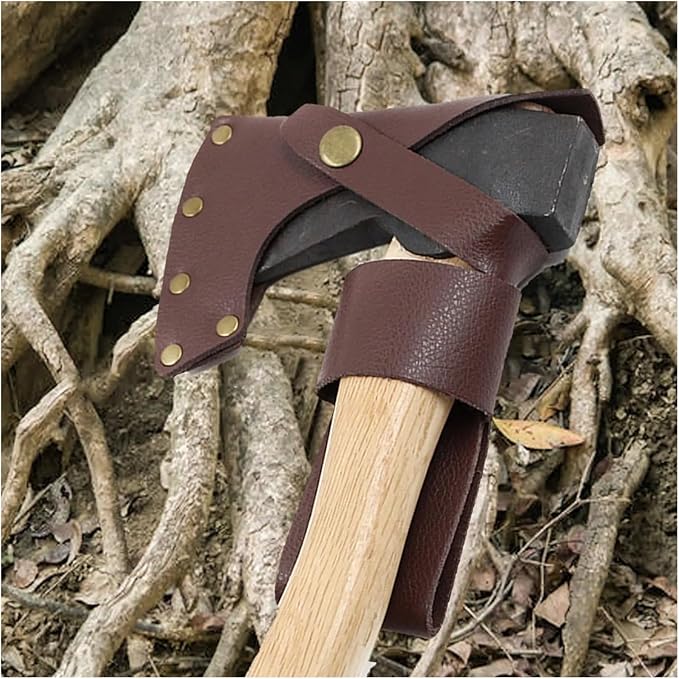 Hatchet Sheath Head Cover Holster Case Leather Hatchet Sheath Protective with Waist Hangings for Hiking Camping
