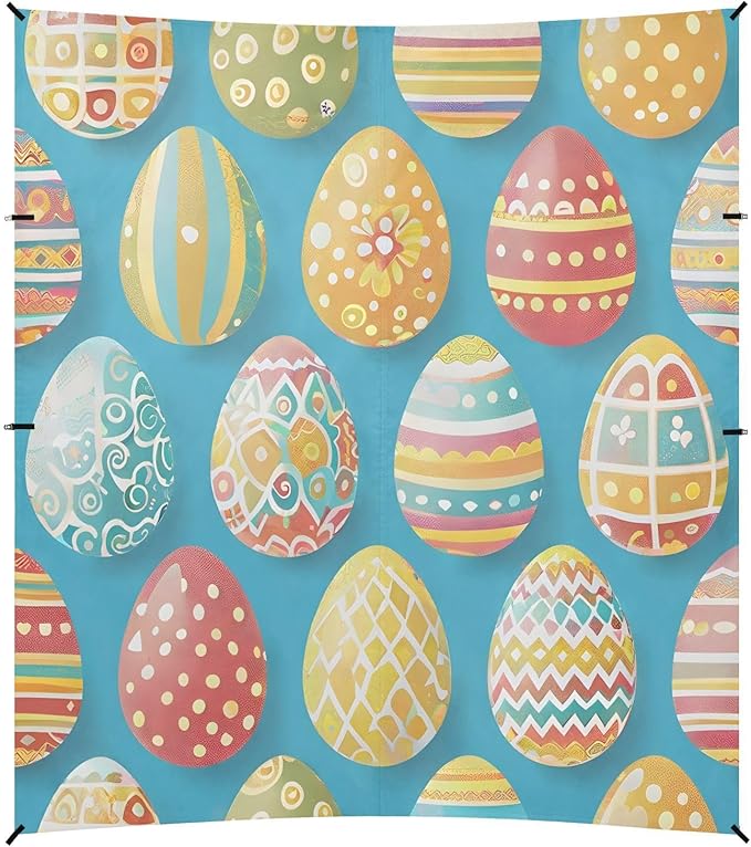 Easter Eggs Colorful Print Beach Tent Sun Shelter Set UPF50+ UV Protection 10.5 x 9.19 FT Camping Shade Canopy with Sandbags Sand Anchors Carrying Bag and Others