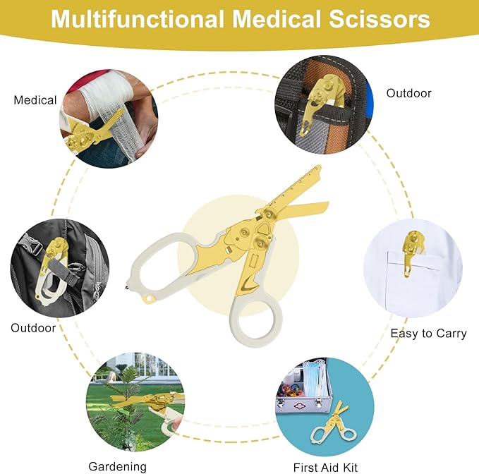6in1 trauma shears - emergency responders outdoor emergencies scissor medical staff and outdoor camping scissors ttrauma scissors(Luminous Gold)