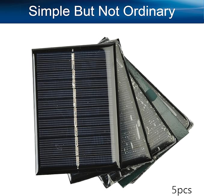 Fielect 5pcs 6V 0.6W Solar Panel Polysilicon Mini Solar Cells DIY Electric Toy Materials for Battery Power LED 60x90mm