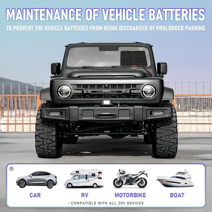 12 Volt 20W Solar Car Battery Charger &amp Maintainer Solar Panel Trickle Charger with Alligator Clip&amp Cigarette Lighter PlugAdapter for Car Boat Automotive Motorcycle RV