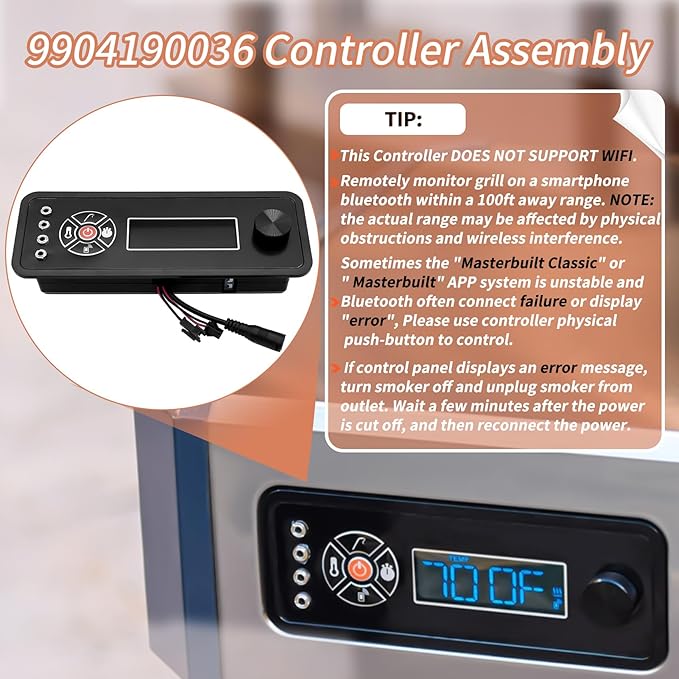9904190036 Controller Compatible with Masterbuilt Gravity Series 560 Digital Charcoal Grill + Smokers Digital Control Panel (Non-Wifi) for Model: MB20040220 MB20041020 Replacement Part