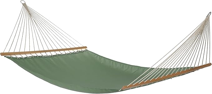 Fab Habitat Solid Recycled Polyester Hammock - Fargo - Green - Indoor/Outdoor Quick Dry 2 Person 460 lbs Capacity - Patio Poolside Backyard Garden Beach Balcony - 12-14 ft Adjustable