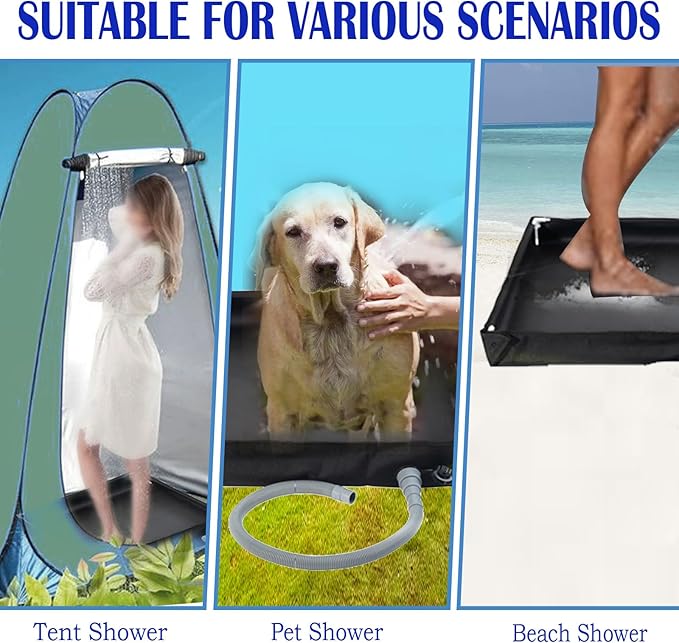 Portable Shower Pan Foldable Outdoor Shower Floor with Drain &amp Storage Bag RV Shower Pan Camping Shower Base for Outdoor Indoor Camping Beach Pet Bath