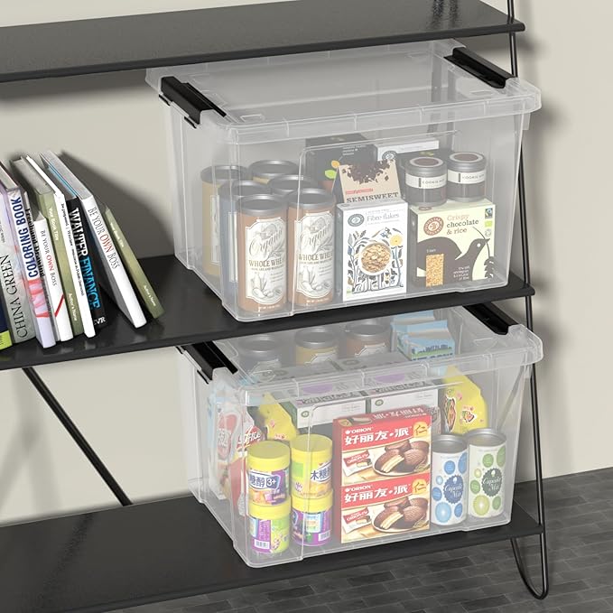 50 Quart Clear Latching Storage Box Bins 4 Packs Large Plastic Storage Boxes with Wheels