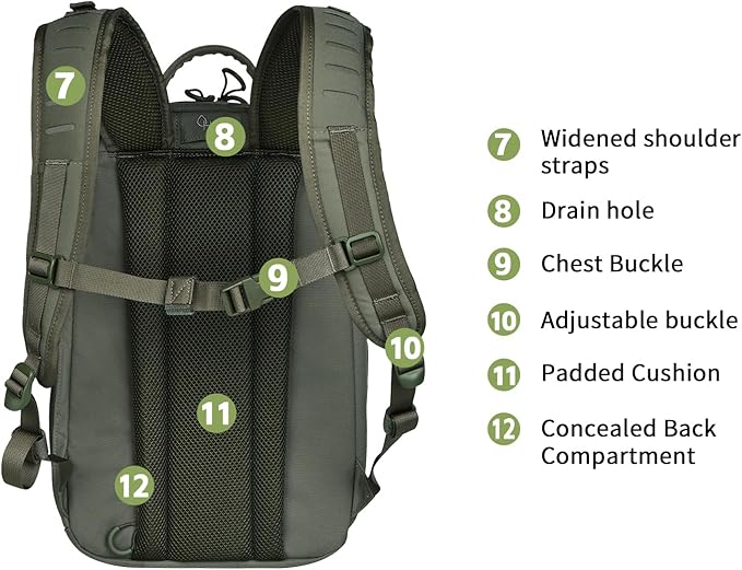 BOMTURN Military Tactical Backpack Small Army Molle Bag 2 Day Assault Pack 25L with Bottle Holders