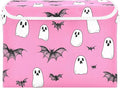 Cute Halloween Bats Storage Cube Bins Basket with Lid Collapsible Flip-top Fabric with Handle for Home Bedroom Closet Office 16.5×12.6×11.8 in