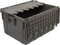 Buckhorn Industrial Lidded Plastic Storage Container Nesting and Stackable Plastic Storage Box with Lid Attached Organization Tote for Transport and Warehouse 27 Gallon Capacity 28x21x15 Gray