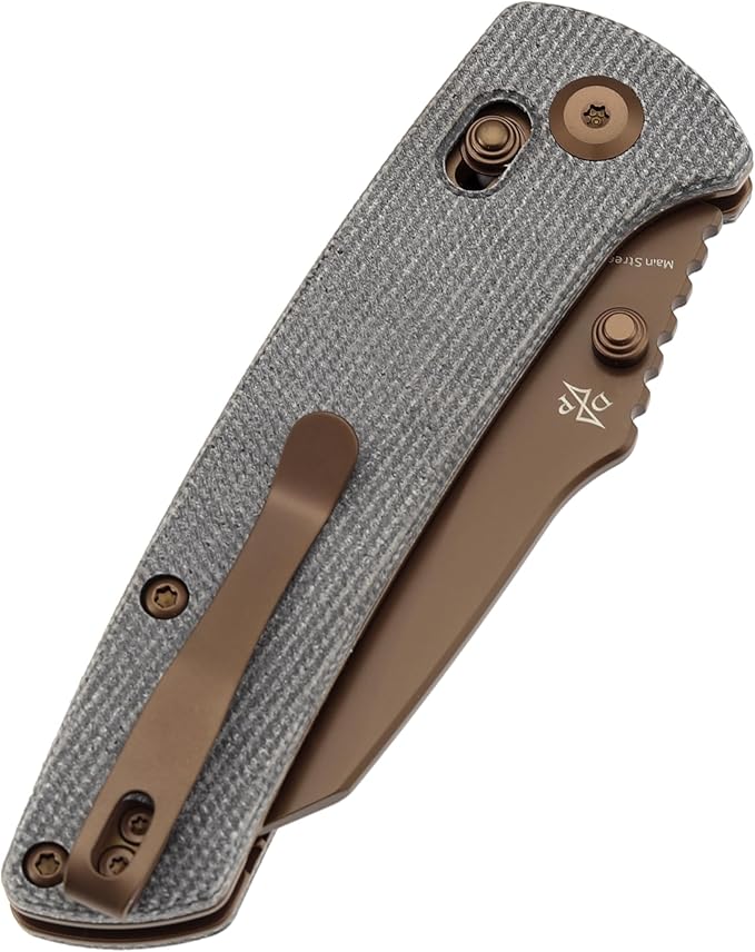 KANSEPT Main Street Pocket Folding Knife 3.36''Rose Gold Coated 154CM Sharp Blade Black Micarta Handle and Thumb Stud Clip for Camping Hiking Fishing Gift Everyday Carry T1015v11