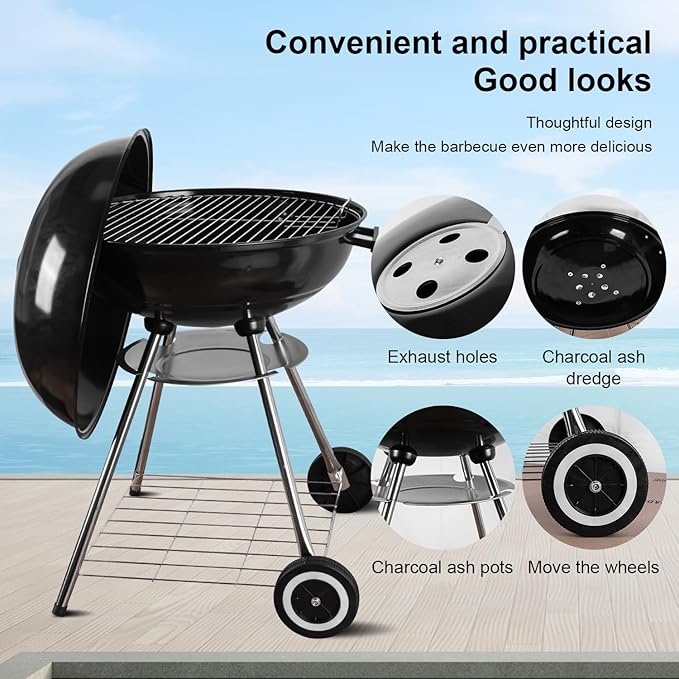 The Charcoal Grill: 22inch Portable Charcoal with Barbecue Set Barbecue Grill for outdoor camping dinner(7 tool)