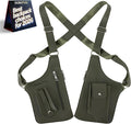 Leather Double Shoulder Armpit Bag for Men Underarm Concealed Rover The Holste Vest for Mens Adjustable Leather Bag (Army Green)