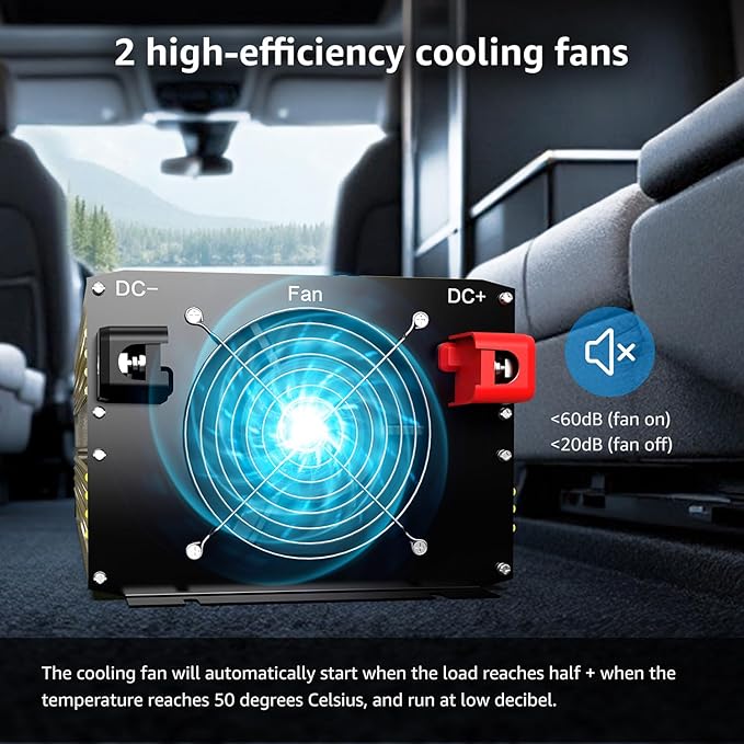 XWJNE 5000W Pure Sine Wave Power Inverter 24V DC to 120V AC Converter with LED Display and Remote Controller for Home RV Truck Off-Grid Solar Power