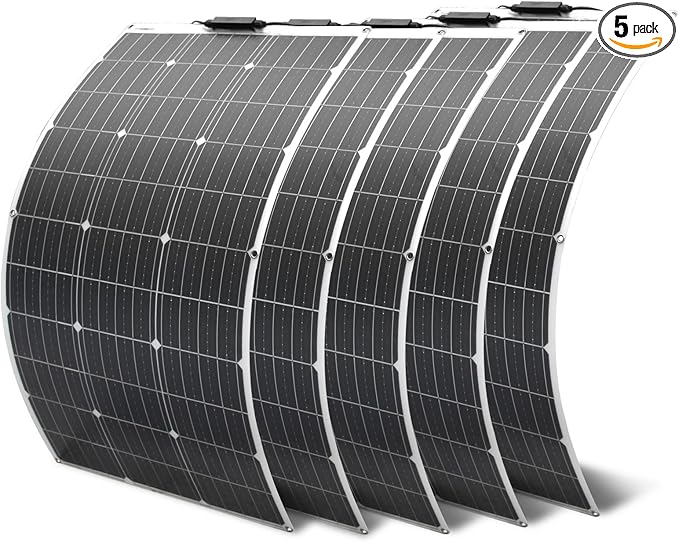 500W Flexible Solar Panel 5pieces 100W 12V Monocrystalline Solar Panel for Car Camper RV Yacht Boat Battery Off-Grid Outdoor Charging