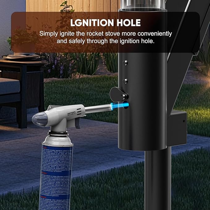Rayzi 58 Inch Pellet Stove Patio Heater Wood Pellet Heater Pellet Fire Pit for Outdoor - Smokeless Wood Pellet Burning Flame Outside Backyard Bonfire Fireplace for Camping Patio Garden Picnic