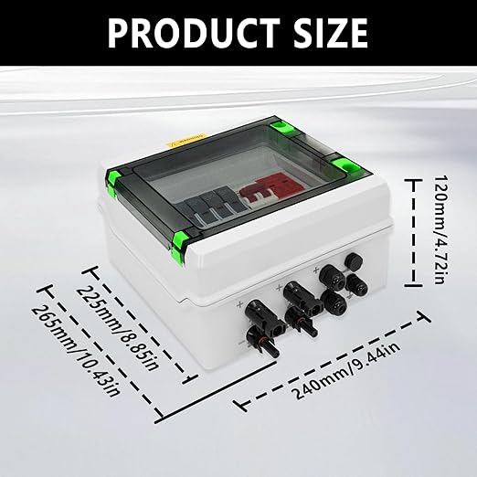 DC600V Solar Combiner Box IP65 2-In-1-Out 32A Circuit Breaker with Surge Protector&amp Fuse PV Combiner Box IP65 Waterproof Enclosure for Solar Panel Systems