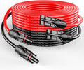 RICH SOLAR 10 Gauge 10AWG One Pair 50 Feet Red + 50 Feet Black Solar Panel Extension Cable Wire with Female and Male Connectors (50FT 10AWG)