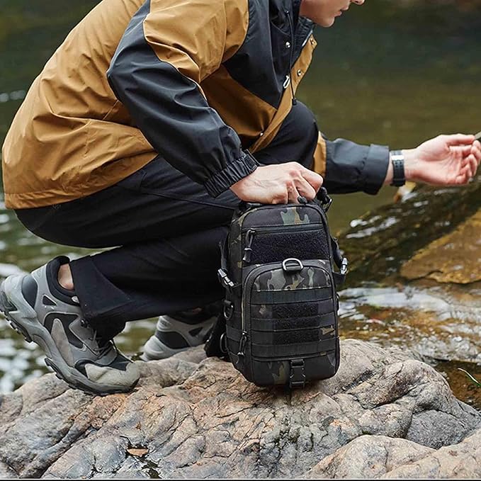 Small Sling Bag for Men Tactical Chest Shoulder Backpack MOLLE EDC Fanny Crossbody Pack toolbag
