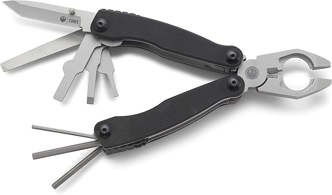 CRKT Ruger 1911 Multitool: Folding Pocket Knife with Liner Lock Pliers Spring Cutter Screwdrivers Punch Rod Wrenches with Polyester Sheath R5100