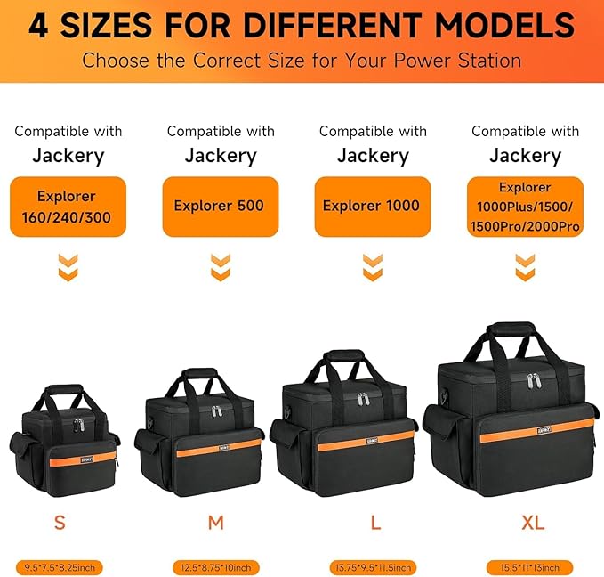 Carrying Case Compatible with Jackery Explorer 240/300/160/GOLABS R300/Anker 521 Portable Power StationWaterproof Travel Storage Bag with Multiple Pockets for Charging Cable and Accessories(Bag Only)