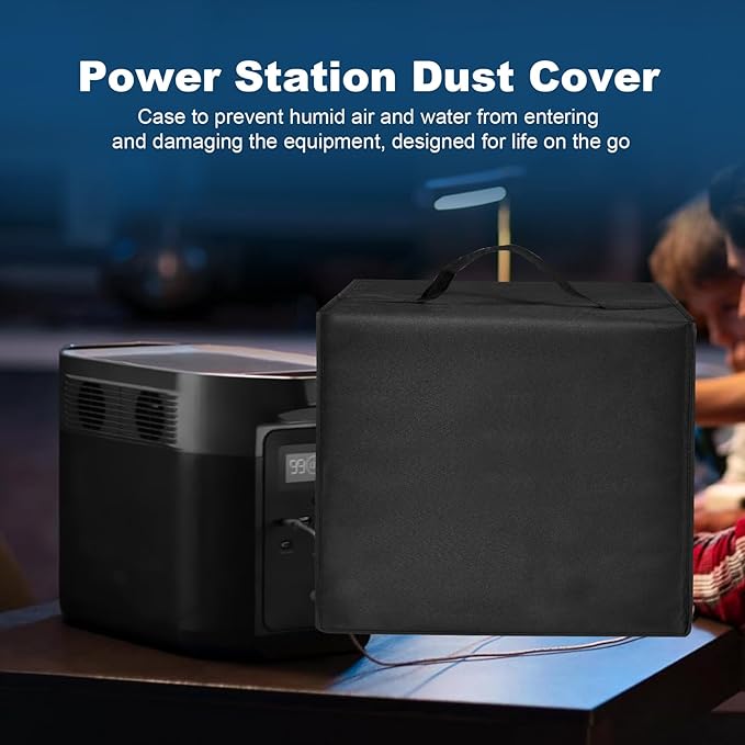 Power Station Dust Cover Heavy Duty Waterproof Anti-static Nylon Case for EF ECOFLOW Portable Power Station DELTA 2 Max/DELTA 3 MaxEssential Home Solar Generator Cover for Home Use (Black)