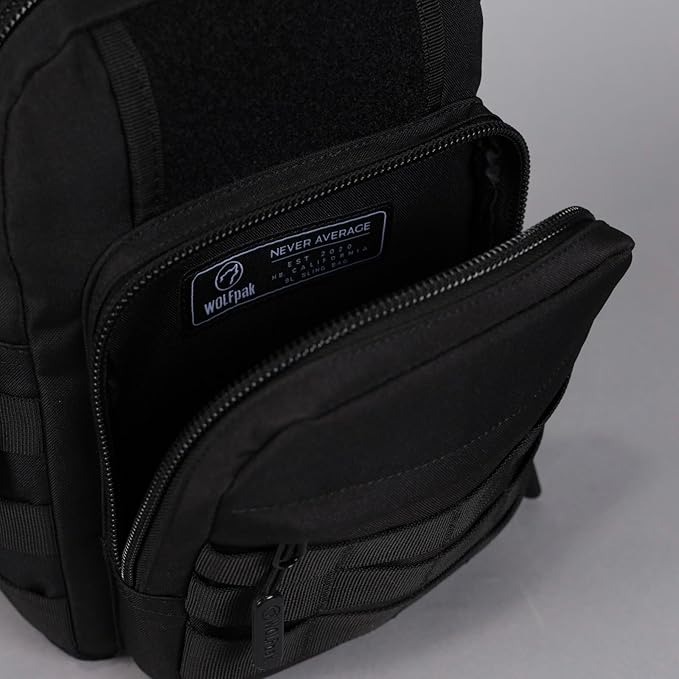 WOLFpak 9L Tactical Sling Bag |Concealed Carry CCW Backpack |Military Crossbody EDC Daypack Molle Chest Shoulder Pack for Hiking Travel Work | (Black Venom)