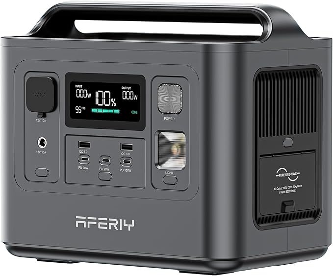 AFERIY Portable Power Station 800W(1600W Peak) Output With Bidirectional Inversio 512Wh LiFePO4 Battery 10ms UPS Pure Sine Wave 200W Max Solar Input Generator for Camping CPAP Emergency