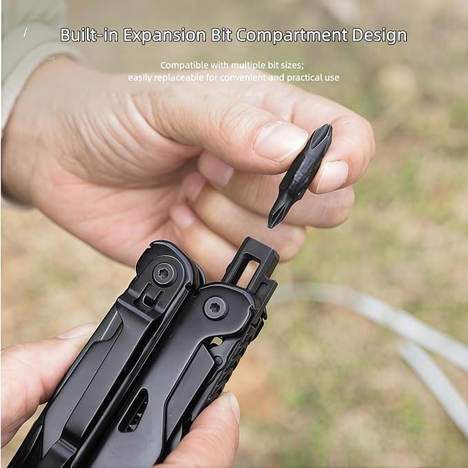 Multitool 20-in-1 Full-Size Lightweight EDC Multi-Purpose Pliers Pocket Knife Tactical Gear Nylon Bag Tools Gifts for Guys Equipment for Emergencies Hiking and Outdoor Camping (Black)