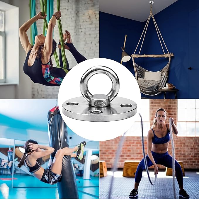 Heavy Duty Swing Hanger Hooks Stainless Steel Swing Set Accessories 360° Swivel Wall Ceiling Mount Bracket with Screw Bearable 500kg for Yoga Hammock Chair Sandbag Swing Sets