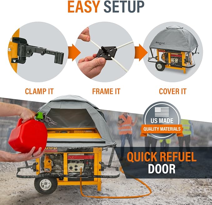 GenTent XL Open Frame Running Cover - Universal Adapter Kit Generator for Larger Generators Tent (Slate XL - Plus)
