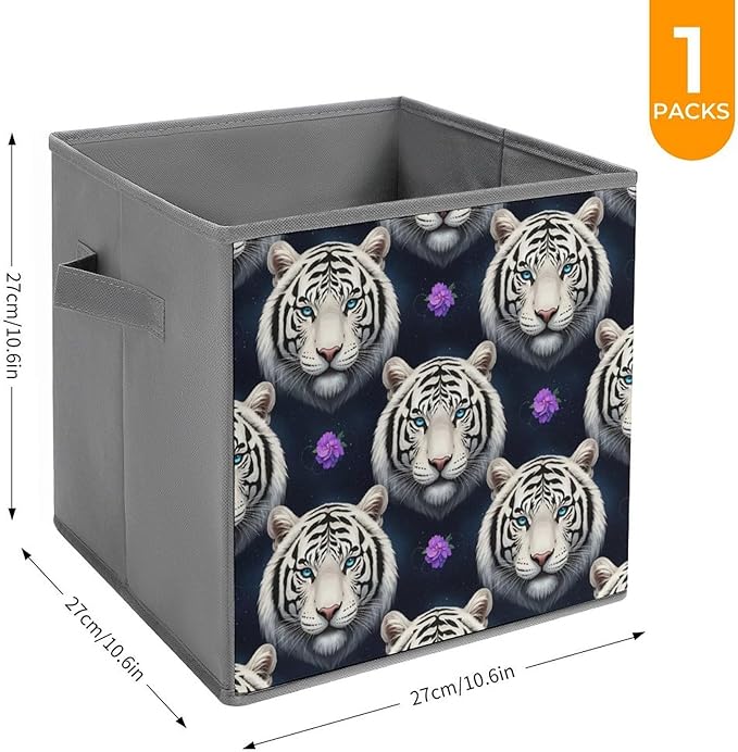 Clever Cube Storage Bins Starry Sky White Tiger Cute Practical Organizer for Small Spaces Fashionable Storage Solution