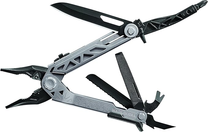 Gerber Gear Center-Drive - Bit Set &amp Berry-Compliant Sheath - 16-Piece Multipurpose Tool with Knife Wire Cutters Pry Bar Bottle Opener &amp More - Silver Black Sheath