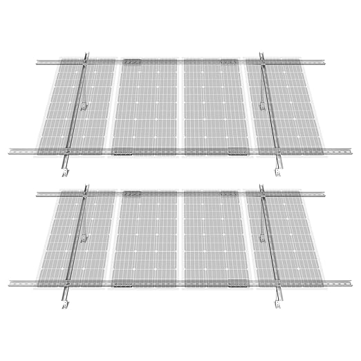 VEVOR 2-Set Solar Panel Mounting Brackets 30°-60° Adjustable Multi-Piece Brackets for 4-8pcs Panels Carbon Steel Ground Mount Stand for Farms RVs Boats Off-Grid
