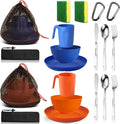 Scout Camping Mess Kit for Person Boy Scout Dishes Set Girl Scout Mess Kit with Mesh Bag Reusable Light Weight Eating Utensils Plastic Camping Cutlery Set for Travel Camp