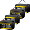 12V 100Ah LiFePO4 Battery - Small RV Battery with 100A BMS 15000+ Deep Cycles Solar Energy Storage Lithium Phosphate Batteries for Home Motor Travel Trailer Camping Off-Grid Power (4PC)