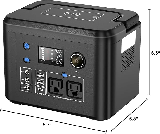 Portable Power Station 350W Powkey 260Wh/70000mAh Backup Lithium Battery 110V Pure Sine Wave Power Bank with 2 AC Outlets Portable Generator for Outdoors Camping Travel Hunting Emergency