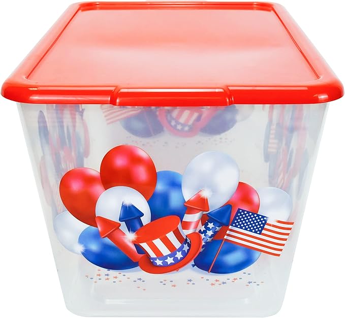 58 QT Stackable Plastic Storage Bins with Lids 4-Pack Large Clear Storage Bins for Organizing Garage Closet Durable Nestable Containers Made in USA