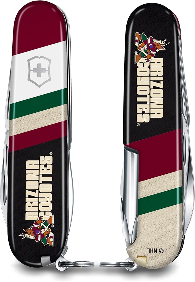 Victorinox Tinker Swiss Army Knife – Compact 12 Function Swiss Made Pocket Knife with Large Blade Small Blade and Bottle Opener – Arizona Coyotes